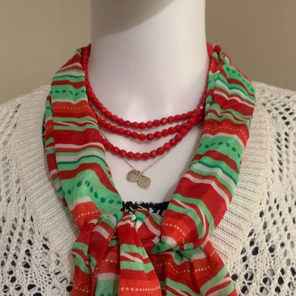 Vintage Red Beaded Necklace